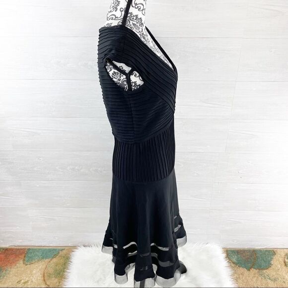 Tadashi Shoji Portrait Pintuck Jersey Lace Fit & Flare Dress - Picture 7 of 10